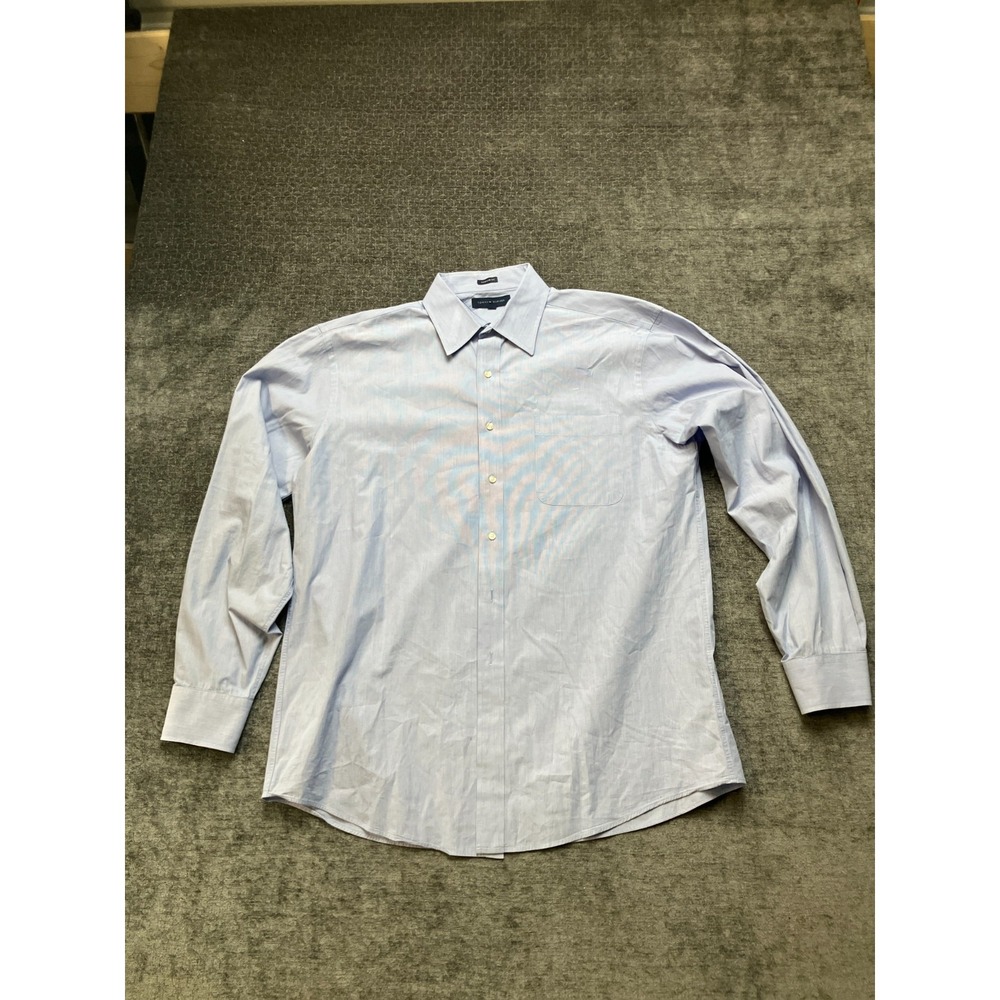 Tommy Hilfiger Dress Shirt Mens 16.5 34-35 Blue Striped Regular Fit Business